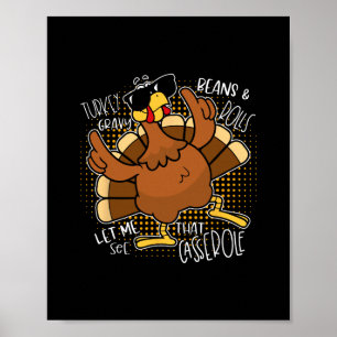 Turkey Gravy Beans And Rolls Cerole Funny Thanksgi Poster