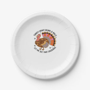 Turkey gravy beans and rolls let me see that casse paper plate