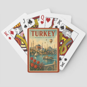 Turkey Hagia Sophia Blue Mosque Illustration Retro Playing Cards