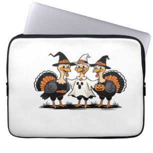 Turkey Halloween Boo, Thanksgiving Turkey, Spooky Laptop Sleeve