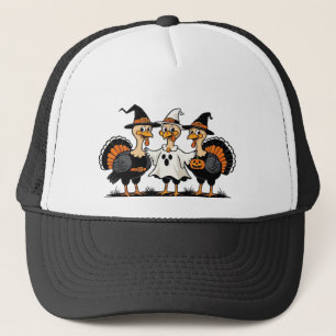 Turkey Halloween Boo, Thanksgiving Turkey, Spooky Trucker Hat