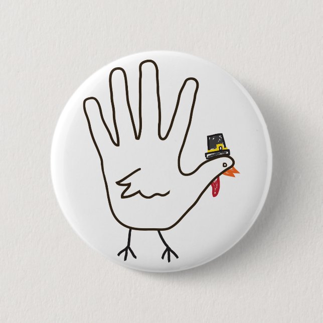 turkey hand 6 cm round badge (Front)
