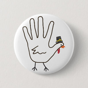 turkey hand 6 cm round badge