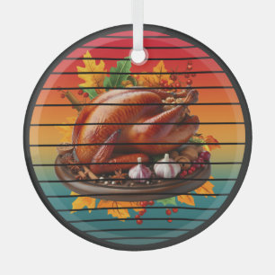 Turkey happy thanksgiving day fall season autumn glass tree decoration