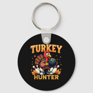 Turkey Hunter Bowling Thanksgiving Funny Bowler Key Ring