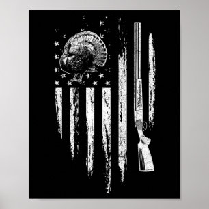 Turkey Hunting American Flag Thunder Chicken Gift  Poster
