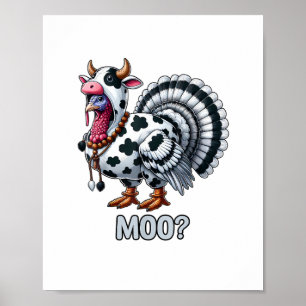 Turkey In Cow Costume, Moo Funny Thanksgiving _2 Poster