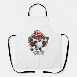 Turkey In Cow Costume, Moo Funny Thanksgiving _3 Apron