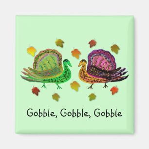 Turkey in the Fall Leaves Magnets