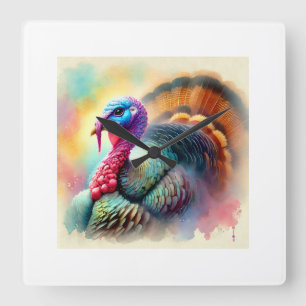 Turkey in Vibrant Harmony 200724AREF110 - Watercol Square Wall Clock