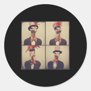 Turkey In Vintage-foto Automata Style, Independenc Classic Round Sticker