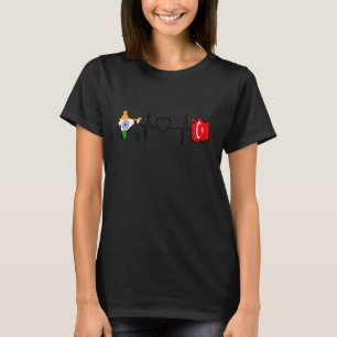 Turkey India Flag Turkish Indian Heartbeat T-Shirt