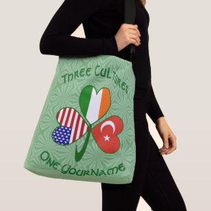 Turkey Ireland USA Shamrock Flag Personalised Crossbody Bag