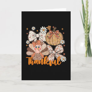 Turkey Leopard Coquette Lace Bow Thanksgiving Autu Card