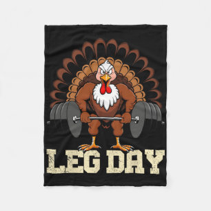 Turkey Lover Leg Day Weightlifting Gym Thanksgivin Fleece Blanket