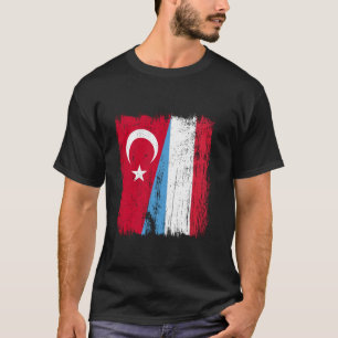 Turkey Luxembourg Half Flag Turkish Luxembourgish  T-Shirt