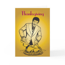 Turkey Man Carving Thanksgiving Retro Vintage