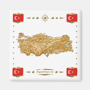 Turkey Map + Flags Magnet