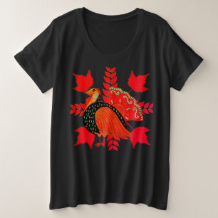 Turkey Maple Leaves Thanksgiving Women's Black Plus Size T-Shirt