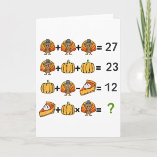Turkey Math Teacher Thanksgiving 67 Order Operatio Card
