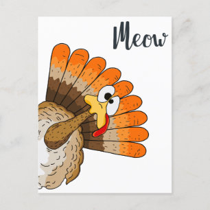 Turkey Meow Thanksgiving Postcard