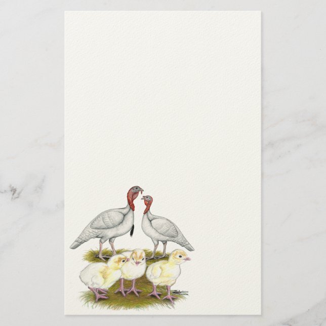 Turkey Mini White Family Stationery (Front)