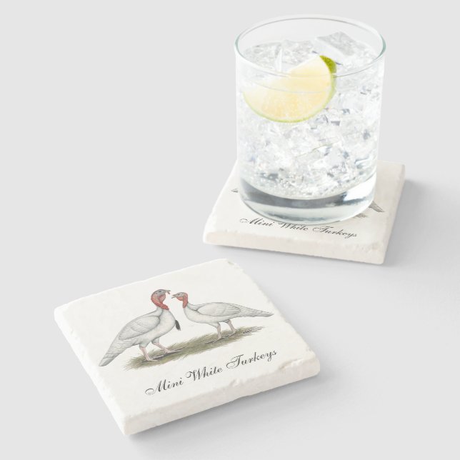 Turkey Mini Whites Stone Coaster (Side)