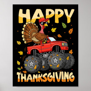 Turkey Monster Truck Thanksgiving Boys Kids Toddle Poster