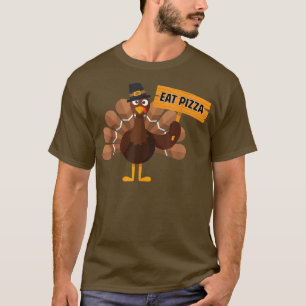 Turkey Month Pilgrim Eat Pizza Joke Funny Humour T T-Shirt