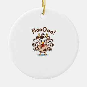 Turkey Moo Cow Costume Cute Thanksgiving Funny Tur Ceramic Tree Decoration