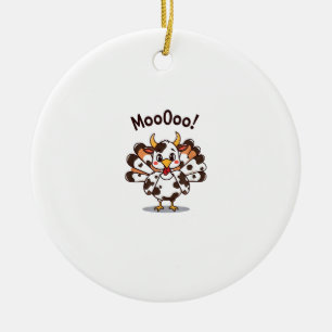 Turkey Moo Cow Costume Cute Thanksgiving Funny Tur Ceramic Tree Decoration