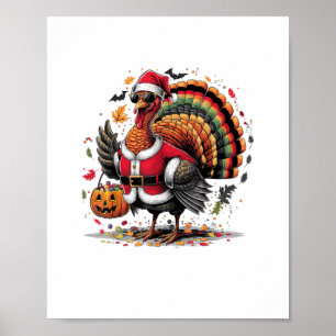 Turkey Moo Cow Costume Funny Thanksgiving Hallowee Poster