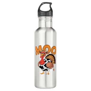 Turkey Moo Cow Costume Funny Thanksgiving Turkey D 710 Ml Water Bottle