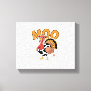 Turkey Moo Cow Costume Funny Thanksgiving Turkey D Canvas Print