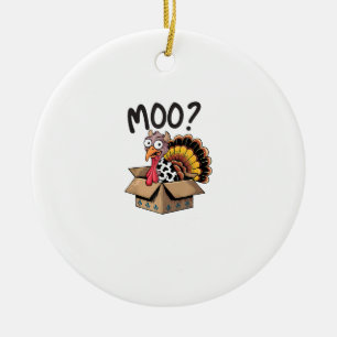 Turkey Moo Cow Costume Funny Thanksgiving Turkey D Ceramic Tree Decoration