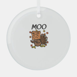 Turkey Moo Cow Costume Funny Thanksgiving Turkey D Glass Tree Decoration
