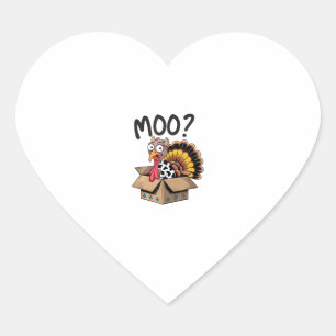 Turkey Moo Cow Costume Funny Thanksgiving Turkey D Heart Sticker