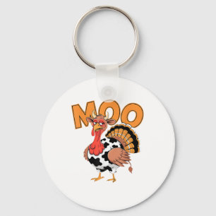 Turkey Moo Cow Costume Funny Thanksgiving Turkey D Key Ring