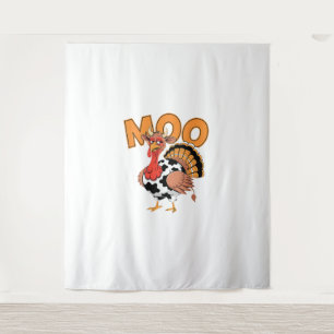 Turkey Moo Cow Costume Funny Thanksgiving Turkey D Tapestry