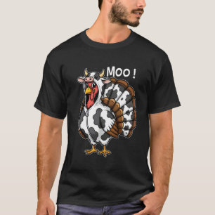 Turkey Moo Cow Funny Thanksgiving Cow Turkey Women T-Shirt