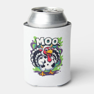 Turkey Moo Cow Funny Thanksgiving - Cute Turkey Mo Can Cooler