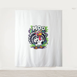 Turkey Moo Cow Funny Thanksgiving - Cute Turkey Mo Tapestry