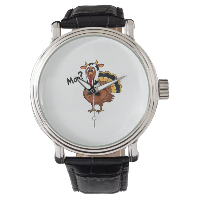 Turkey Moo Cow Funny Thanksgiving Performance Spri Watch (Front)