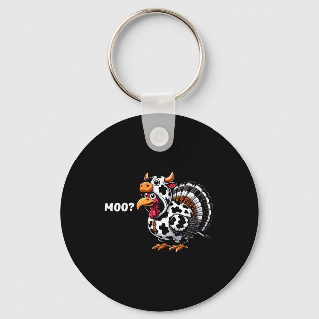 Turkey Moo Funny Thanksgiving 1  Key Ring (Front)