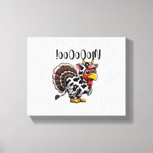 Turkey Moo Funny Thanksgiving Fake Cow Moo Canvas Print