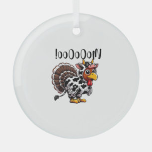 Turkey Moo Funny Thanksgiving Fake Cow Moo  Glass Tree Decoration