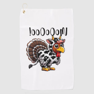 Turkey Moo Funny Thanksgiving Fake Cow Moo  Golf Towel