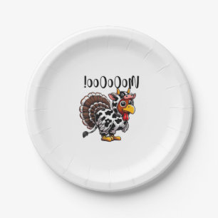 Turkey Moo Funny Thanksgiving Fake Cow Moo  Paper Plate