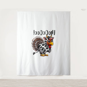 Turkey Moo Funny Thanksgiving Fake Cow Moo  Tapestry