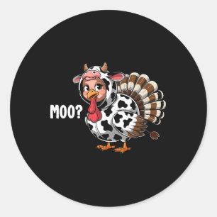 Turkey Moo Funny Thanksgiving Kids Boys Men Classic Round Sticker